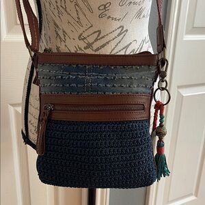 The Sak Denim and Brown Crossbody Bag